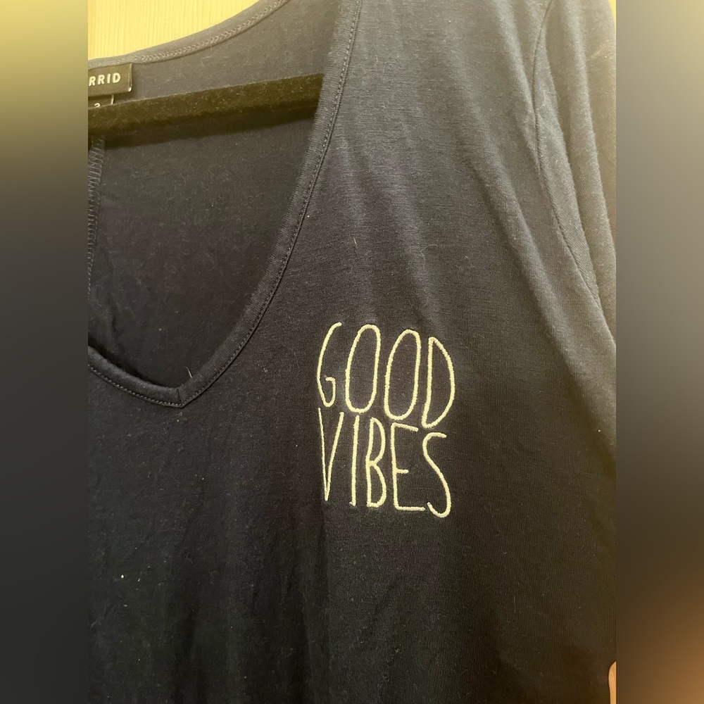 3X Torrid Dark Blue 'Good Vibes' Long Sleeve Tee